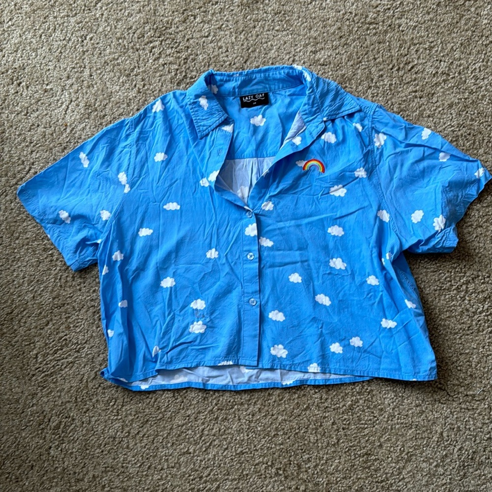 Lazy Oaf cloud button up shirt